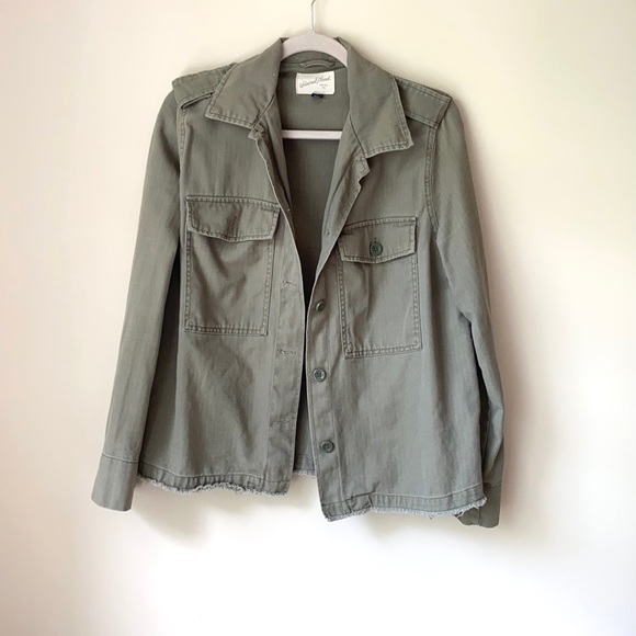 Universal Thread Jackets & Blazers - Green Denim Raw Hem Utility Jacket